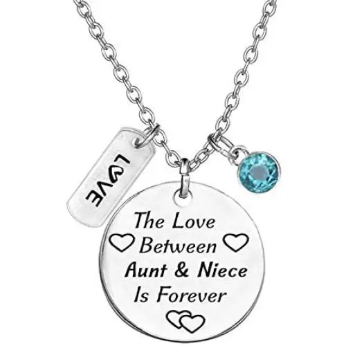 TISDA Birthstone Crystals Necklace,The Love Between Aunt and Niece is Forever Necklace Family Jewelry TISDA Birthstone Crystals Necklace,The Love Between Aunt and Niece is Forever Necklace Family Jewelry