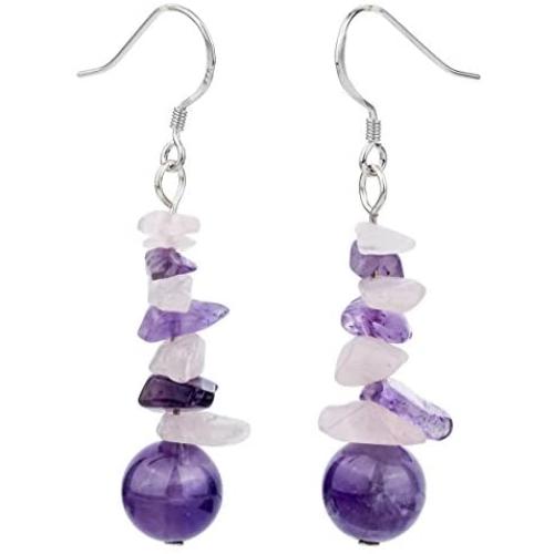 YACQ Sterling Silver Natural Gemstone Dangle Earrings Handcrafted Jewelry for Women