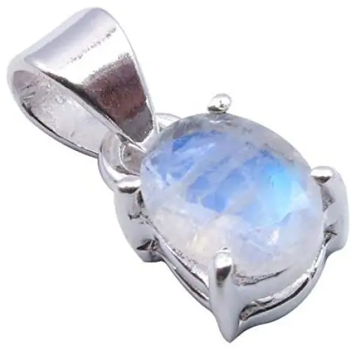 SilverStarJewel Oval Rainbow Moonstone Pendant 0.7'' 1.3 Grams Sterling Silver SilverStarJewel Oval Rainbow Moonstone Pendant 0.7'' 1.3 Grams Sterling Silver