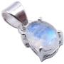 SilverStarJewel Oval Rainbow Moonstone Pendant 0.7'' 1.3 Grams Sterling Silver