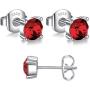Swarovski Stud Earrings for Women - Sterling Silver Crystal Earrings - Birthstone Earrings Studs for Girls - Siam Red Crystal From Swarovski By GoSparkling Allergy-Free Passed SGS Inspection