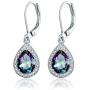 Barzel 18K White Gold Plated Created Gemstone & Diamond Accent Drop Earrings