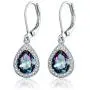 Barzel 18K White Gold Plated Created Gemstone & Diamond Accent Drop Earrings Barzel 18K White Gold Plated Created Gemstone & Diamond Accent Drop Earrings