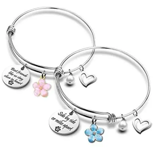 Friendship Bracelets for 2 BFF Heart Jewelry Christmas Birthday Gift for Friends Side by side or miles apart(BR-Sidebyside) Friendship Bracelets for 2 BFF Heart Jewelry Christmas Birthday Gift for Friends Side by side or miles apart(BR-Sidebyside)