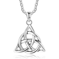 Furious Jewelry 925 Sterling Silver Good Luck Irish Triangle Celtic Knot Vintage Pendant Necklace