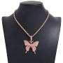 Colorful Statement Big Butterfly Pendant Chunky Chain Choker Necklace Rhinestone Crystal Tennis Chain Tiered Collar Necklace for Women Girl Party Jewelry Gift