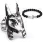Gungneer Mens Stainless Steel Ancient Egypt Dead God Anubis Amulet Ring Protection Strength Jewelry Accessories
