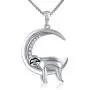 Grecia White Gold Plated Sloth Necklace Moon Pendent Necklace with 5A Cubic Zirconia, Jewelry Anniversary Presents for Mom, Girlfriend, Wife, Sister