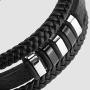 SERASAR | Premium Genuine Leather Bracelet for Men in Black | Magnetic Stainless Steel Clasp in Silver and Gold | Exclusive Jewellery Box | Great Gift Idea