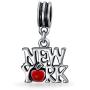 Red Big Apple Travel Vacation Tourism Saying I Love New York Dangle Charm Bead For Women For Teen Enamel .925 Sterling Silver Fits European Bracelet