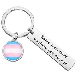 POTIY Transgender Pride Gift Trans Pride Flag Charm Jewelry LGBTIQA Keychian Pink White Blue Trans Pendant Keyring