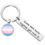 POTIY Transgender Pride Gift Trans Pride Flag Charm Jewelry LGBTIQA Keychian Pink White Blue Trans Pendant Keyring