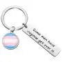POTIY Transgender Pride Gift Trans Pride Flag Charm Jewelry LGBTIQA Keychian Pink White Blue Trans Pendant Keyring