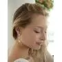 Mariell Linear Cubic Zirconia and Bold Pearl Teardrop Wedding Earrings for Brides - Platinum Plated Mariell Linear Cubic Zirconia and Bold Pearl Teardrop Wedding Earrings for Brides - Platinum Plated