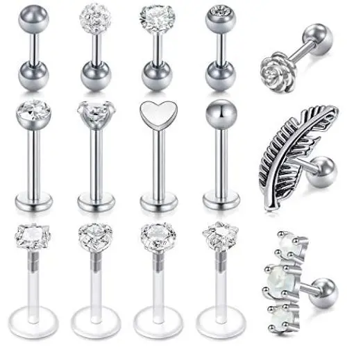 LAURITAMI 16g Tragus Helix Earrings Ear Cartilage Earring Stud Ear Piercing Jewelry Stainless Steel Ear Studs for Women Girls LAURITAMI 16g Tragus Helix Earrings Ear Cartilage Earring Stud Ear Piercing Jewelry Stainless Steel Ear Studs for Women Girls