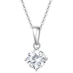 Carleen Sterling Silver Clear Round Brilliance-Cut Simulated Diamond One Carat Cubic Zirconia CZ Crystal Solitaire Studs Earrings Essential Jewelry for Women Girls…