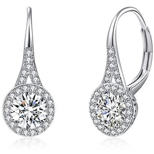 SHINEFUTURE Dangle earrings for women Bridal Earrings with Sparkling Dangle Lever Backed Earrings for Women
