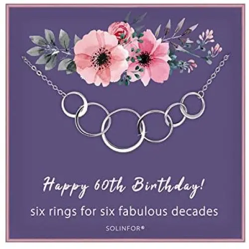 SOLINFOR 60th Birthday Gifts for Women - Sterling Silver Necklace with Gift Wrapping, Card - Six Circle for Her 6 Decade - 60 Years Old Jewelry Gift Idea SOLINFOR 60th Birthday Gifts for Women - Sterling Silver Necklace with Gift Wrapping, Card - Six Circle for Her 6 Decade - 60 Years Old Jewelry Gift Idea