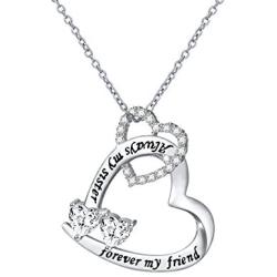 Sterling Silver Sisters Necklace Always My Sister Forever My Friend Heart Pendant Necklace Or Bracelet Or Ring Gift For Sister