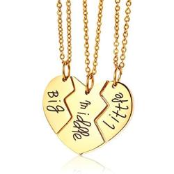 MG Jewelry Stainless Steel Heart Shape Matching 3 Piece BFF Best Friend Necklaces for 3 for Teens Girls, 19'' Chain, for BFF