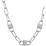 EF ENFASHION Three Locks and One Key Chain Necklaces, Geometric Stainless Steel Choker Necklaces for Women.