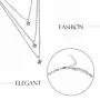 Artmiss Rhinestones Layered Necklace Women Simple Double Multilayer Pendant Necklace for Girl (Silver)