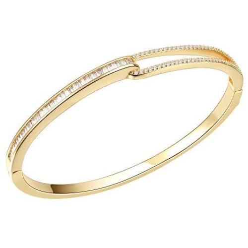 Lavencious Hinged Bangle Bracelet AAA Cubic Zirconia 7'' for Women