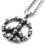 Warvik Hippie Peace and Love Symbol Pendant Necklace Silver Color, Stainless Steel Jewelry Men Women Wheat Chain 20/28 Inch