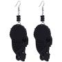Wooden Flower Turban African Woman Head and Bead Dangle Hook Earrings Wooden Flower Turban African Woman Head and Bead Dangle Hook Earrings