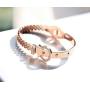Allure Leather buckle titanium steel plated 18k rose gold bracelet female spring opening couple gift hand ornament