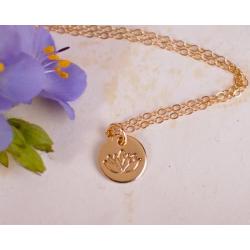 EFYTAL Lotus Necklace, Tiny Gold Filled Yoga Pendant on 14k Gold Filled Chain, Dainty Zen Flower Charm