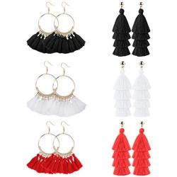 ORAZIO 6-8 Pairs Tassel Earrings for Women Bohemian Fringe Earrings