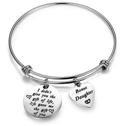 HOLLP Stepdaughter Rose Flower Bracelet Step Daughter Jewelry Daughter in Law Bracelet I Didnt Give You The of Life Gave Me Bracelet Stepdaughter Bracelet