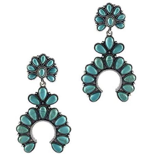 Wonderent Turquoise Fanwise Delicate Dangle Metal Earring