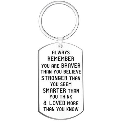 Jewelry Gift for Men Women- Always Remember You are Braver Than You Believe Inspirational Keychain