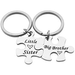 Beeshion Sister Brother Keychain Set Big Brother Gifts Little Sister Gifts Sibling Puzzle Keychain Family Jewelry