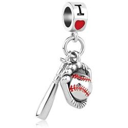 Lifequeen Soccer Mom Charm Heart I Love Sports Baseball Football Charms for Snake Chain Bracelets