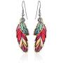 Colorful Copper Feather Earrings for Women Girls, Wires are Hypoallergenic -Feather Jewelry-Handmade Drop Dangle