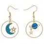 Star Moon Dangle Earrings for Girls Women Simple Earth Moon Charm Blue Drop Earrings