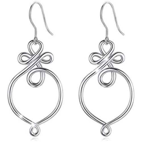 Eusense Celtic Knot Earrings, Sterling Silver Polished Good Luck Irish Celtic Jewelry Gift for Women Girls