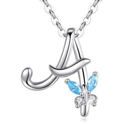 EUDORA Sterling Silver Necklace 26 Letters Alphabet Personalized Charm Pendant with 18inch O-Ring Chain