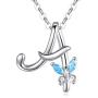 EUDORA Sterling Silver Necklace 26 Letters Alphabet Personalized Charm Pendant with 18inch O-Ring Chain
