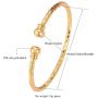 U7 Unisex Simple Cuff Bracelet 18K Real Gold Platinum Plated Fine Bracelets Fashion Jewelry Heart/Crescent Moon/Turquoise/Photo Custom Bangle