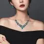 BriLove Womens Wedding Bridal Crystal Teardrop Cluster Leaf Vine Enamel Statement Necklace Dangle Earrings Set BriLove Womens Wedding Bridal Crystal Teardrop Cluster Leaf Vine Enamel Statement Necklace Dangle Earrings Set