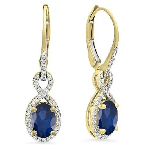 Dazzlingrock Collection 18K 7X5 MM Each Gemstone Ladies Infinity Dangling Earrings, Yellow Gold