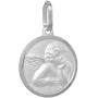 Small Sterling Silver Guardian Angel Medal Necklace 5/8 inch Round Italy, 16-30 inch 0.8mm_Box_Chain