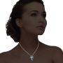 Sterling Silver Created Blue Opal & CZ Palm Tree Pendant with 18'' Chain