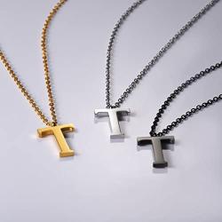 PROSTEEL Stainless Steel/Sterling Silver Initial Name Necklace, A to Z Initial Letter Personalized Necklaces for Men Women, Gold/Silver/Black Tone, 16''/20'' Adjustable, Come Gift Box