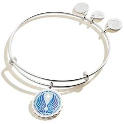 Alex and Ani Embossed Print Guardian Angel Bangle Bracelet Shiny Silver