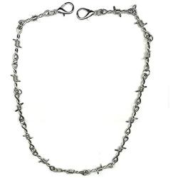 Silver Wire Chains Necklace for Men Women Hip Hop Punk Gothic Thorns Choker Jewelry for Boys